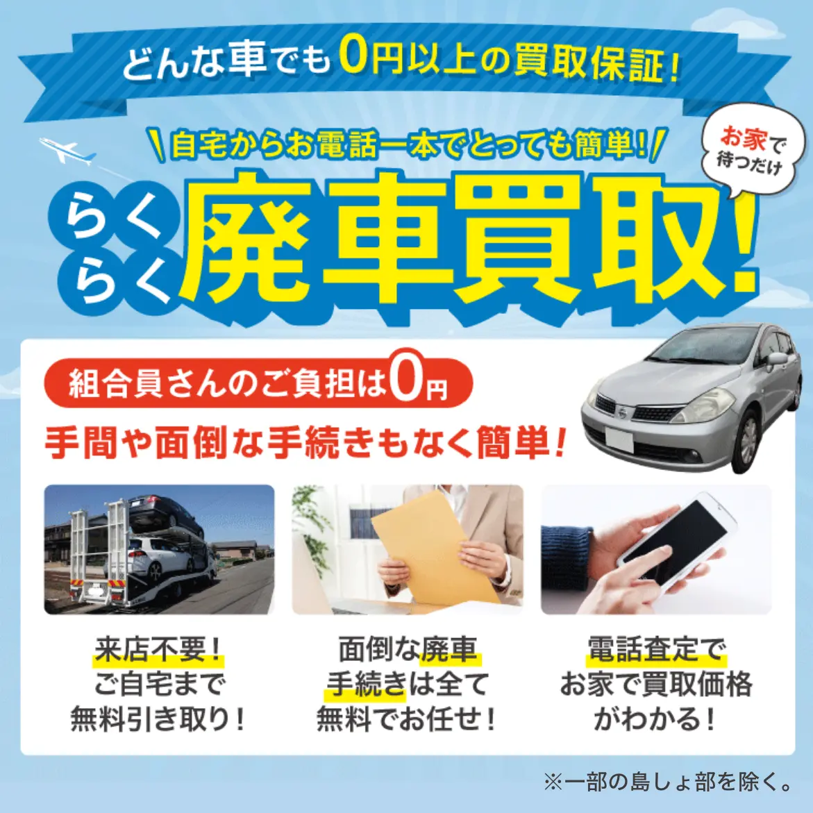 自宅からお電話一本でとっても簡単!